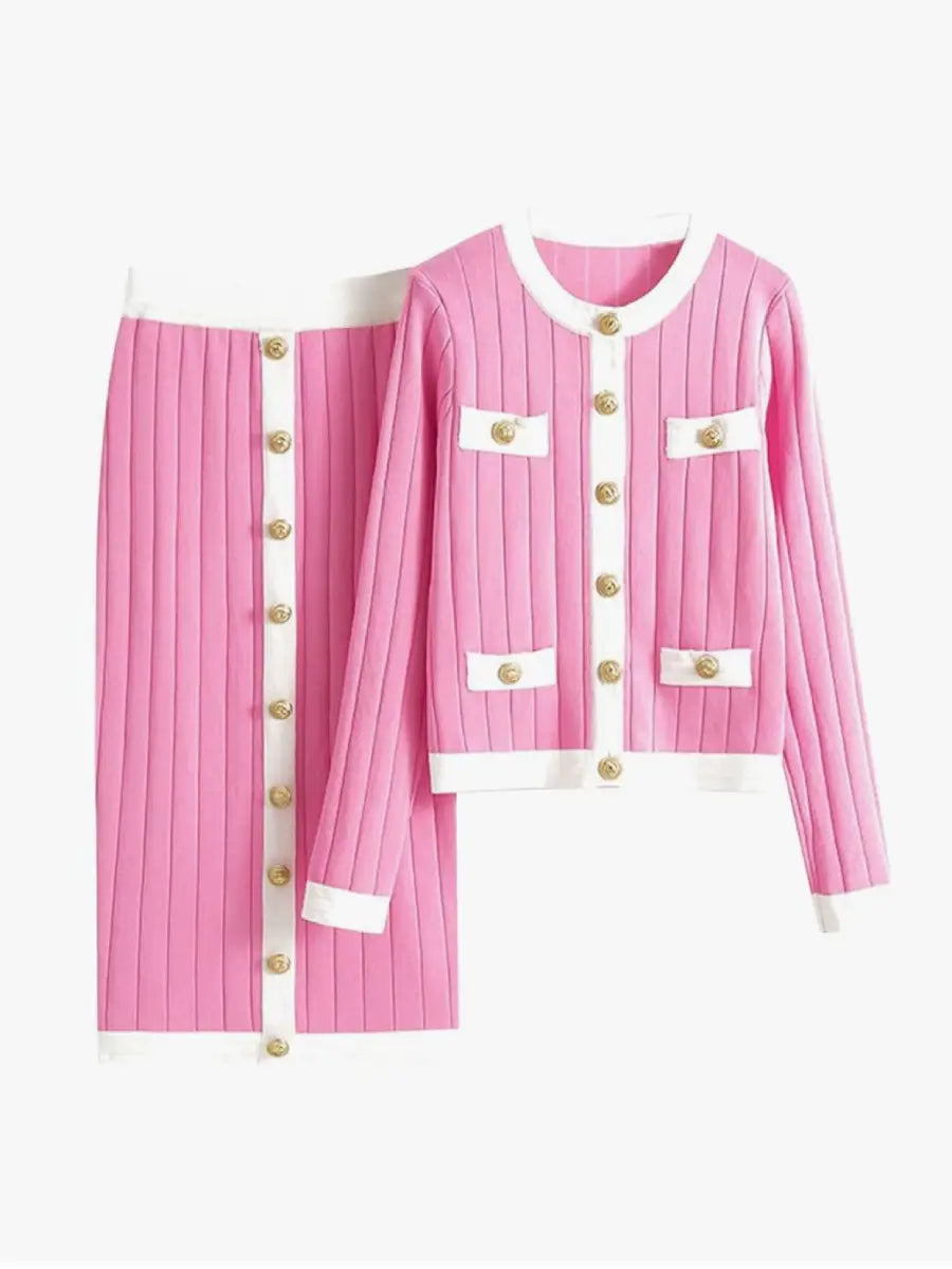 Blush Belle Button-Down Knit Co-ord Set